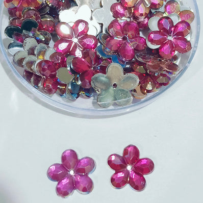 50grams pack, Acrylic Rhinestone Flower Shape Flatback – 11mm  Colors Available, High Shine Crystal Finish