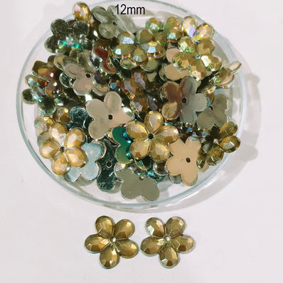 50grams pack, Acrylic Rhinestone Flower Shape Flatback – 11mm  Colors Available, High Shine Crystal Finish