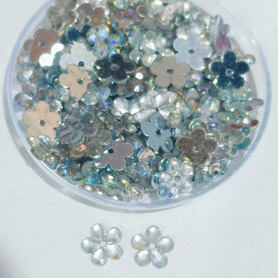 50grams pack, Acrylic Rhinestone Flower Shape Flatback – 11mm  Colors Available, High Shine Crystal Finish
