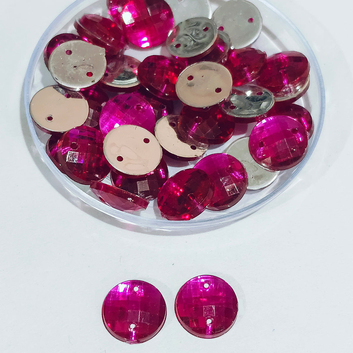 Pack of 50 grams, Acrylic Rhinestone Round Shape Sew-On – 10mm Blue Faceted Crystal Look