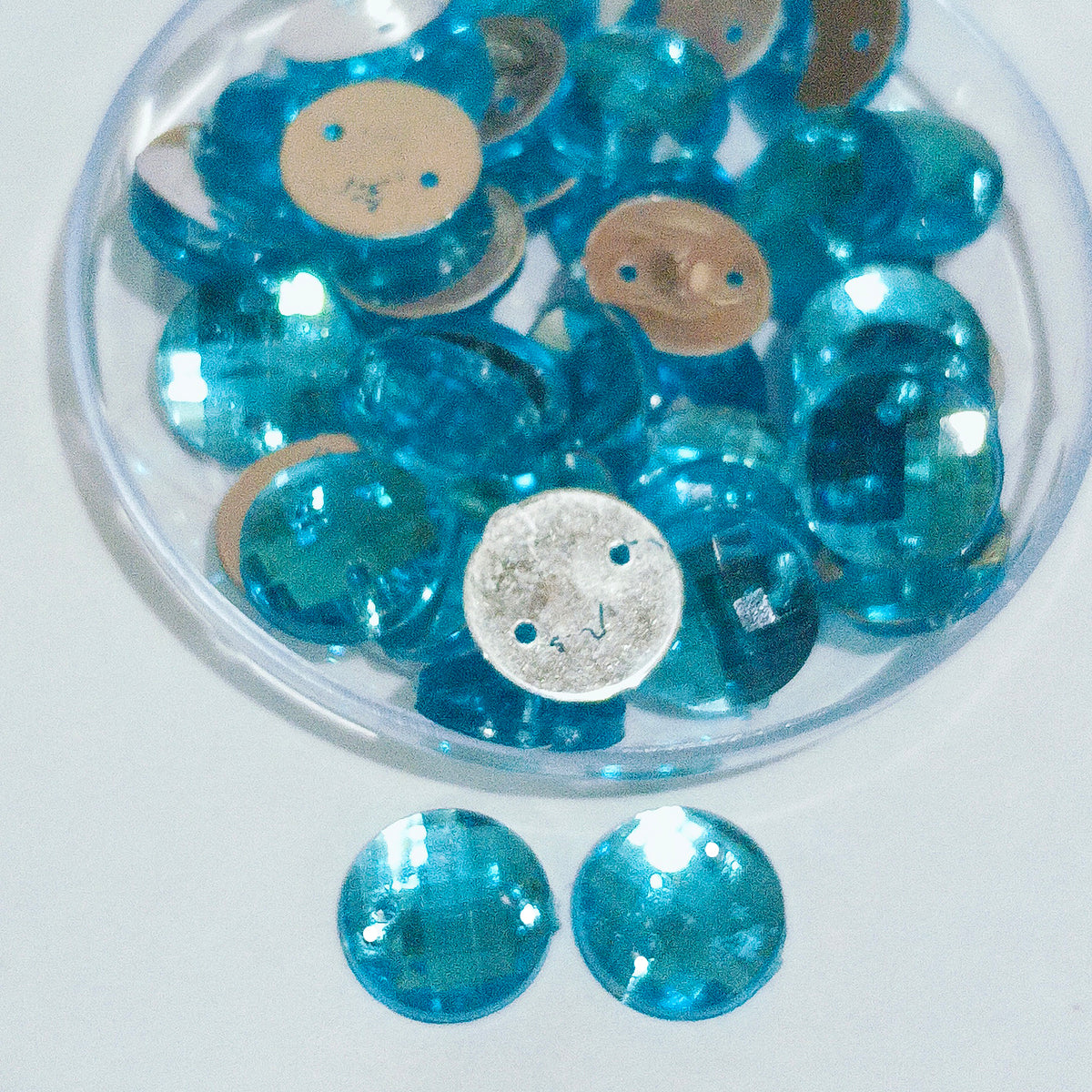 Pack of 50 grams, Acrylic Rhinestone Round Shape Sew-On – 10mm e Faceted Crystal Look