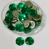 Pack of 50 grams, Acrylic Rhinestone Round Shape Sew-On – 10mm e Faceted Crystal Look