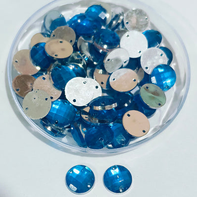 Pack of 50 grams, Acrylic Rhinestone Round Shape Sew-On – 8mm e Faceted Crystal Look