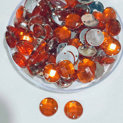 Pack of 50 grams, Acrylic Rhinestone Round Shape Sew-On – 8mm e Faceted Crystal Look