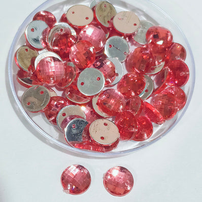 Pack of 50 grams, Acrylic Rhinestone Round Shape Sew-On – 8mm e Faceted Crystal Look