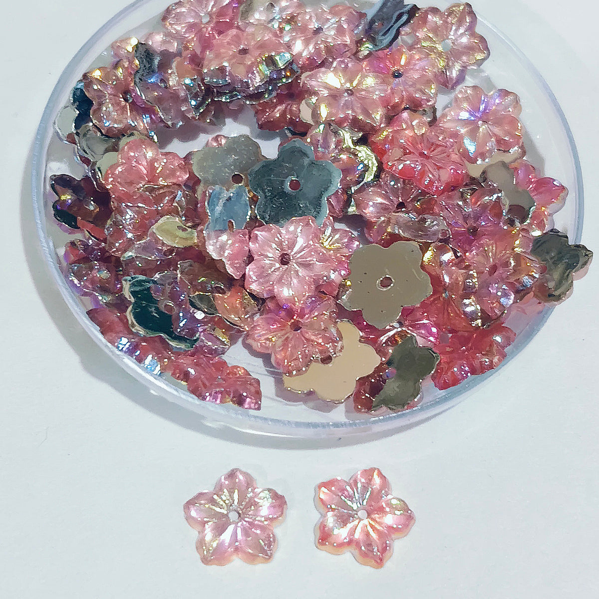 Pack of 50 grams, Acrylic Rhinestone Flower Shape Sew-On – 9mm e Faceted Crystal Look