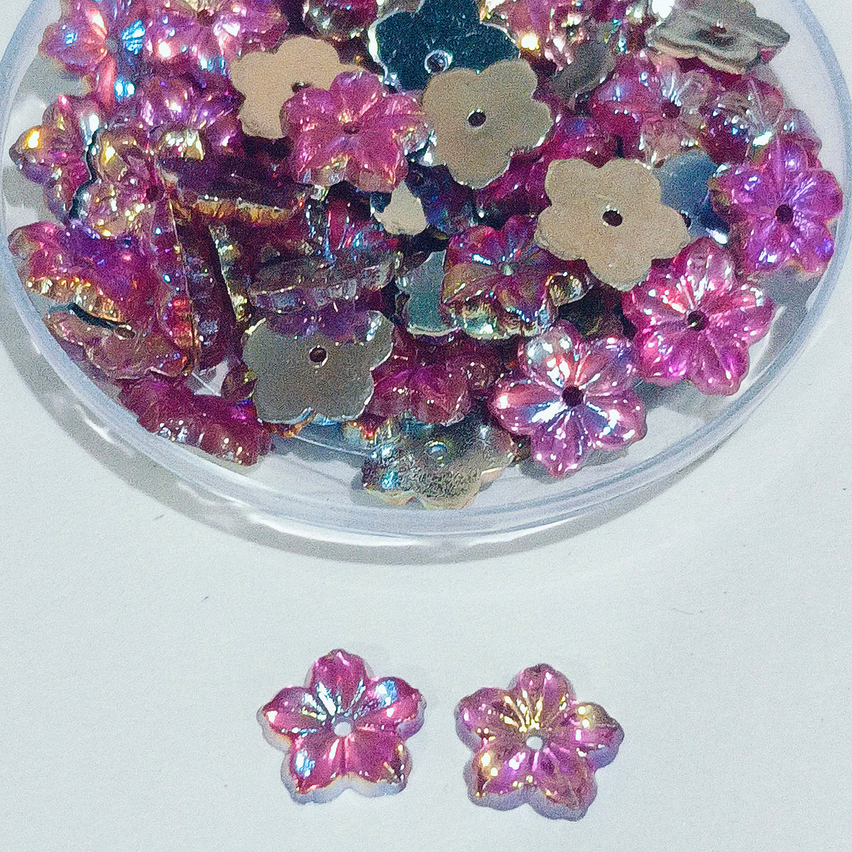 Pack of 50 grams, Acrylic Rhinestone Flower Shape Sew-On – 9mm e Faceted Crystal Look
