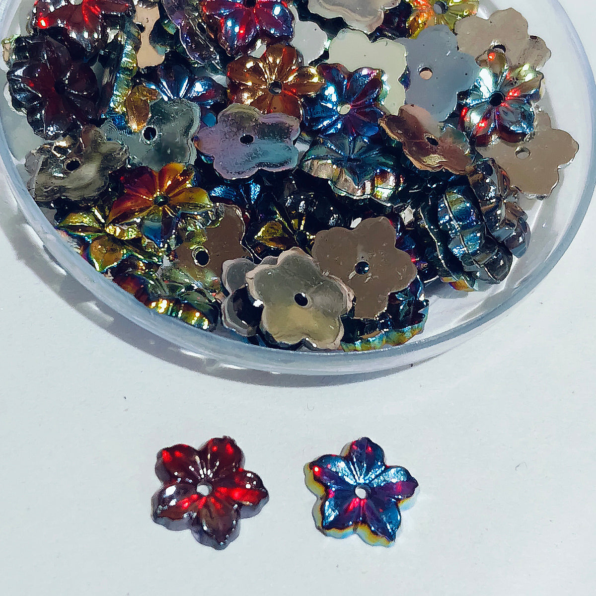 Pack of 50 grams, Acrylic Rhinestone Flower Shape Sew-On – 9mm e Faceted Crystal Look