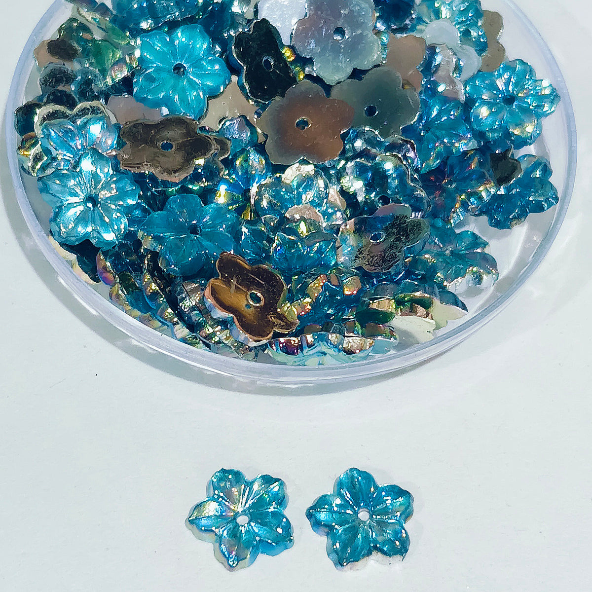 Pack of 50 grams, Acrylic Rhinestone Flower Shape Sew-On – 9mm e Faceted Crystal Look