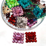 Pack of 50 grams, Acrylic Rhinestone Cube shape Dotted Shape Sew-On – 13mm Crystal Look