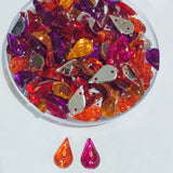 Pack of 50 grams, Acrylic Rhinestone Drop shape Dotted Shape Sew-On – 5x10mm Crystal Look
