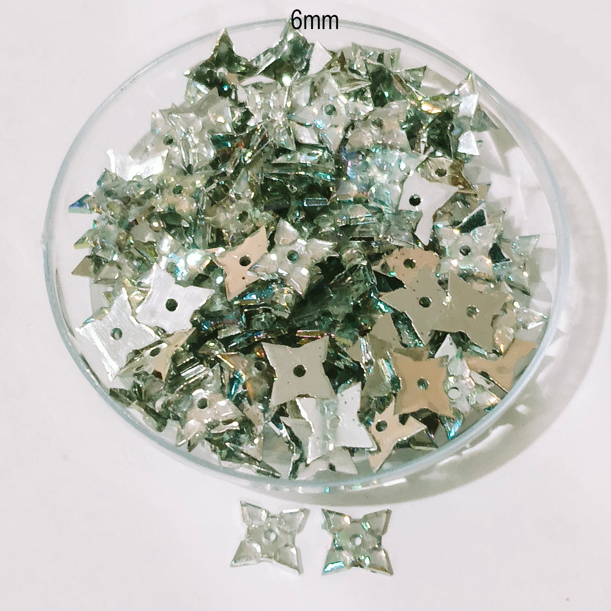 Pack of 50 grams, Acrylic Rhinestone Star shape Sew-On –6mm Crystal Look