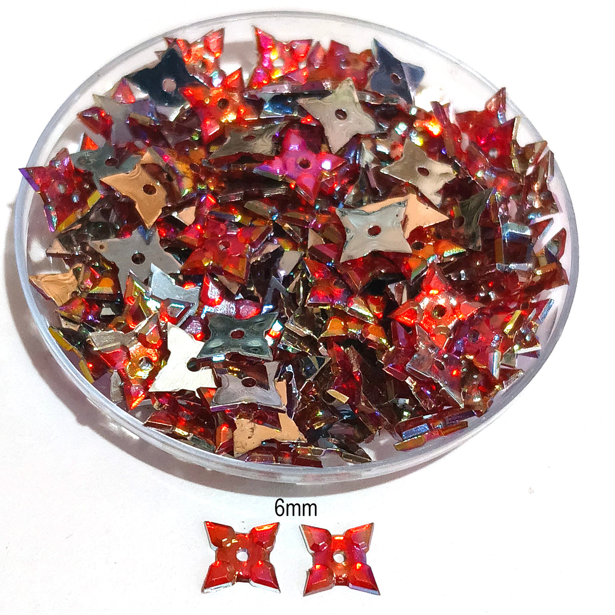 Pack of 50 grams, Acrylic Rhinestone Star shape Sew-On –6mm Crystal Look