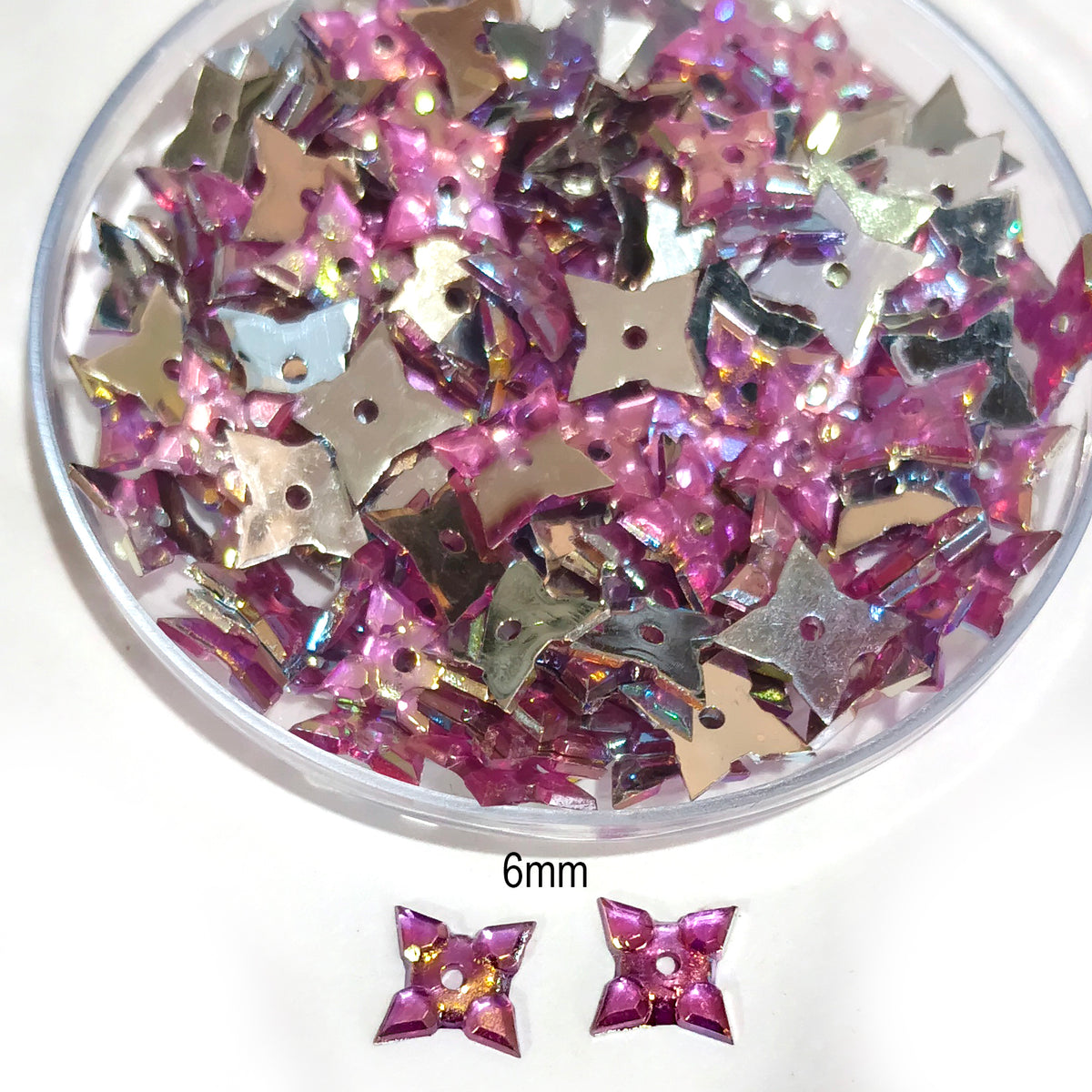 Pack of 50 grams, Acrylic Rhinestone Star shape Sew-On –6mm Crystal Look