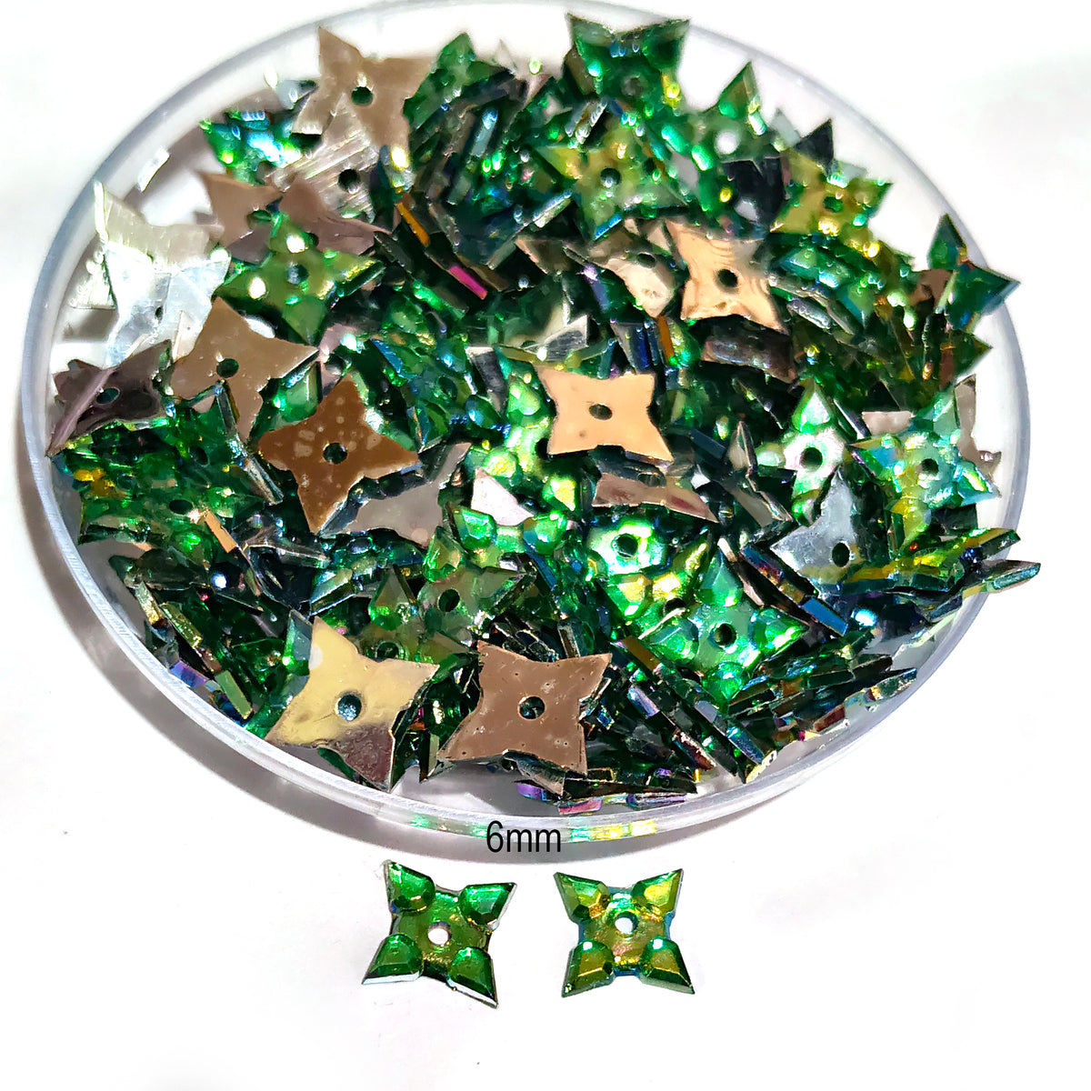 Pack of 50 grams, Acrylic Rhinestone Star shape Sew-On –6mm Crystal Look