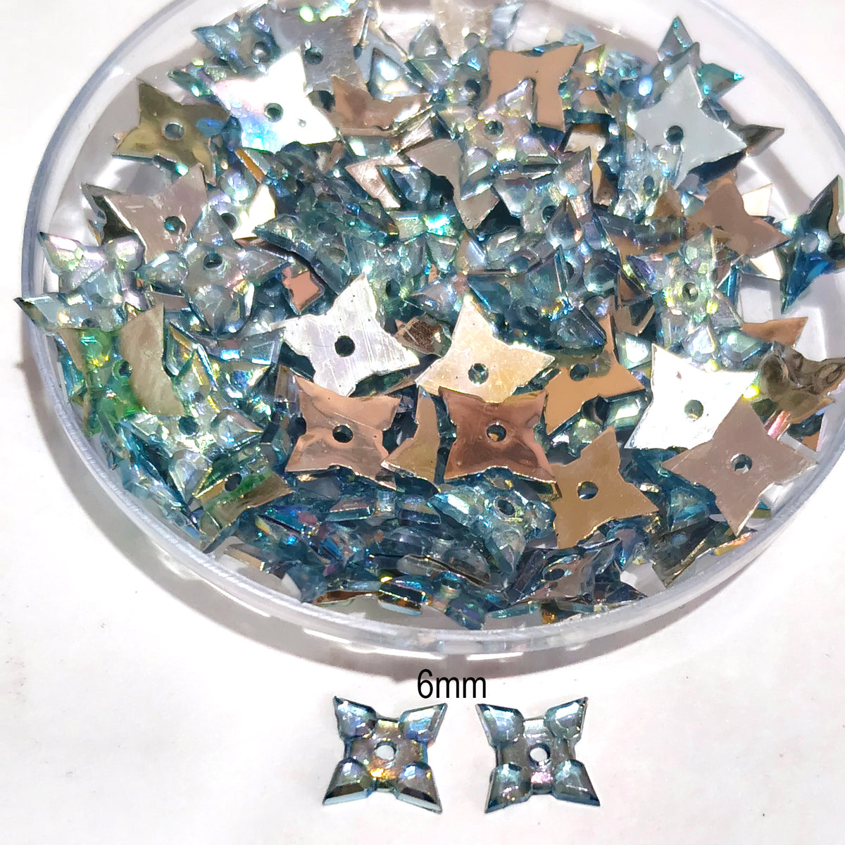Pack of 50 grams, Acrylic Rhinestone Star shape Sew-On –6mm Crystal Look