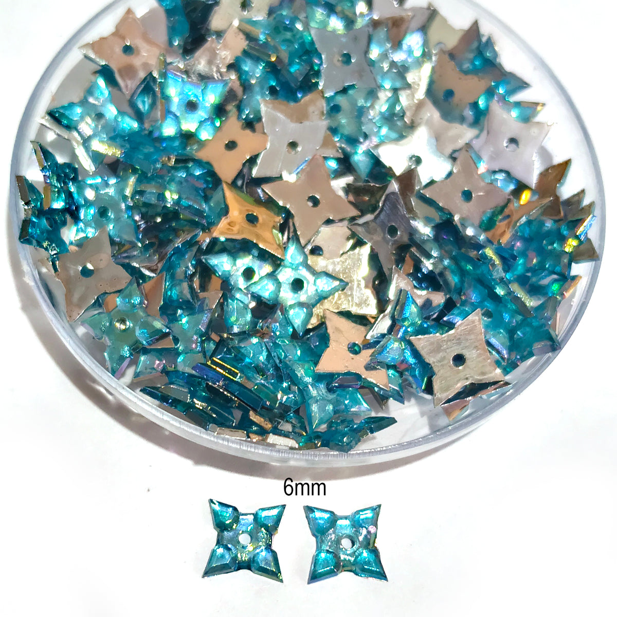 Pack of 50 grams, Acrylic Rhinestone Star shape Sew-On –6mm Crystal Look