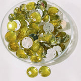 Pack of 50 grams, Acrylic Rhinestone Round Shape Sew-On – 8mm e Faceted Crystal Look