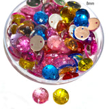 Pack of 50 grams, Acrylic Rhinestone Round Shape Sew-On – 8mm e Faceted Crystal Look