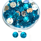 Pack of 50 grams, Acrylic Rhinestone Round Shape Sew-On – 8mm e Faceted Crystal Look
