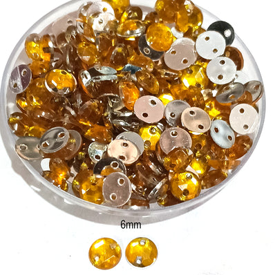 Pack of 50 grams, Acrylic Rhinestone Round Shape Sew-On – 6mm e Faceted Crystal Look