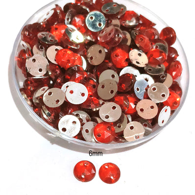 Pack of 50 grams, Acrylic Rhinestone Round Shape Sew-On – 6mm e Faceted Crystal Look