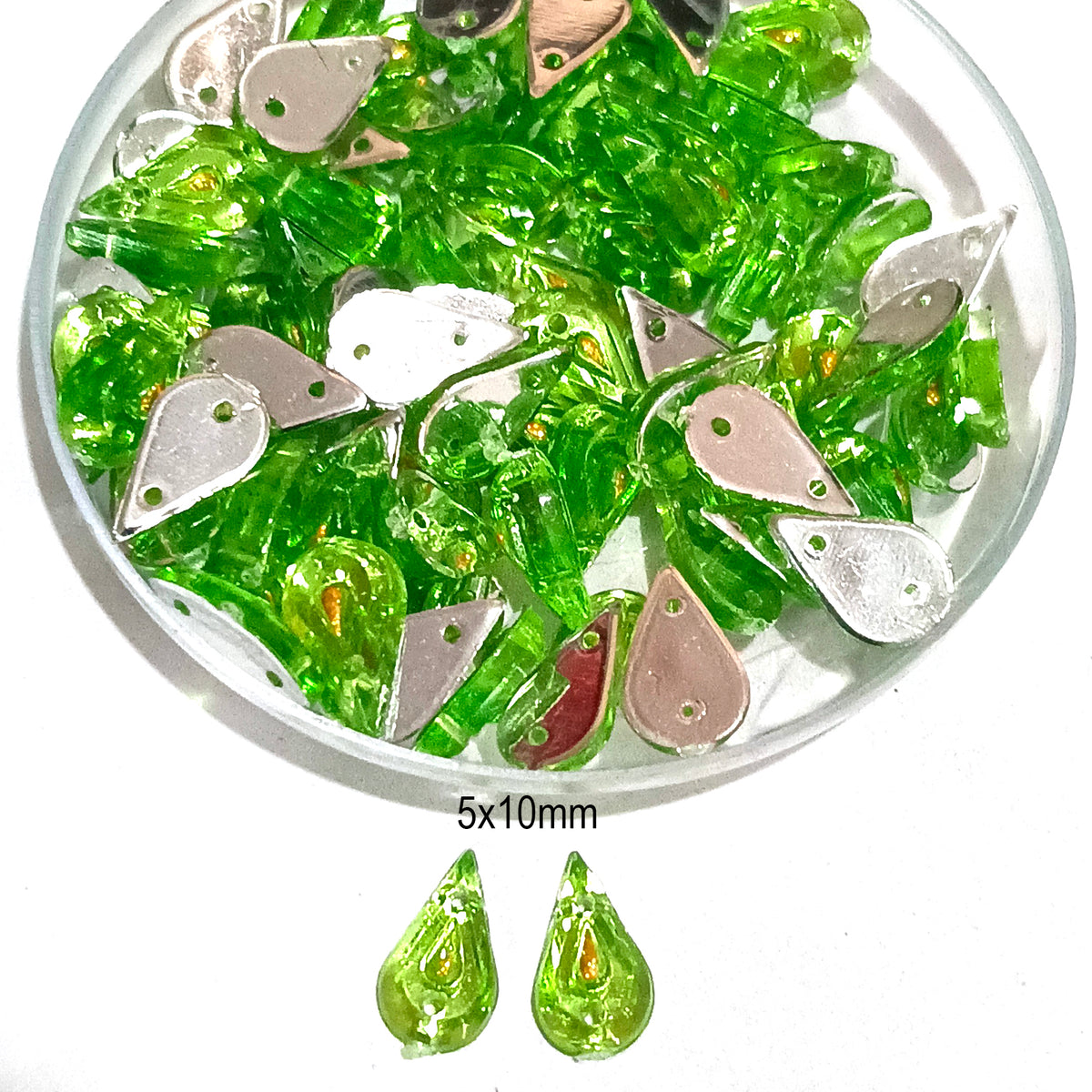 Pack of 50 grams, Acrylic Rhinestone Drop shape Sew-On – 5x10mm Crystal Look