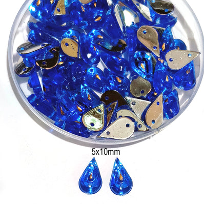 Pack of 50 grams, Acrylic Rhinestone Drop shape Sew-On – 5x10mm Crystal Look