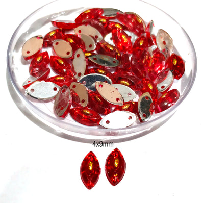 Pack of 50 grams, Acrylic Rhinestone Oval shape Sew-On – 5x9mm Crystal Look