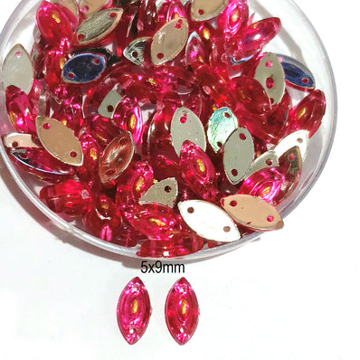 Pack of 50 grams, Acrylic Rhinestone Oval shape Sew-On – 5x9mm Crystal Look