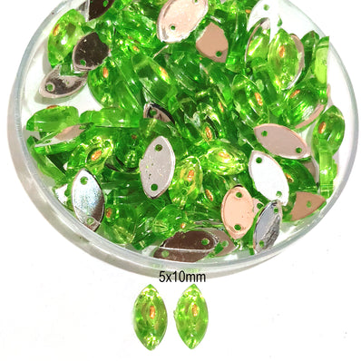 Pack of 50 grams, Acrylic Rhinestone Oval shape Sew-On – 5x9mm Crystal Look