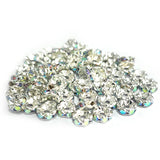 100 PCS RHINESTONE 4MM SILVER  RONDELLES RAINBOW CRYSTAL LOOSE SPACER BEADS FOR DIY JEWELRY MAKING