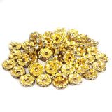 100 PCS RHINESTONE 8 MM GOLD RONDELLES CRYSTAL LOOSE SPACER BEADS FOR DIY JEWELRY MAKING