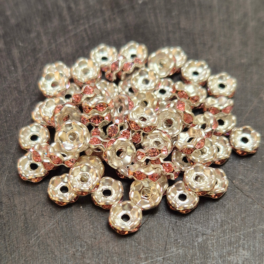 50 PIECES PACK' RHINESTONE BEADS SPACER SIZE 6 MM SPACER BEADS CRYSTAL