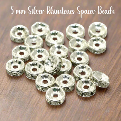 50 PIECES PACK' RHINESTONE BEADS SPACER SIZE 5 MM SPACER BEADS CRYSTAL