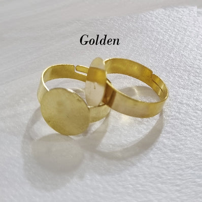5 PIECES LOTS GOLDEN PLATED RING BLANKS ADJUSTABLE (FREE SIZE) 10MM FLAT PAD HANDMADE FINGER RINGS FINDINGS DIY SUPPLIES PAD FOR JEWELRY MAKING