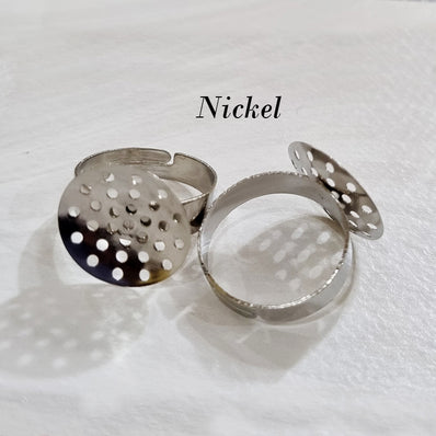 5 PIECES LOTS Rhodium Nickel PLATED RING BLANKS ADJUSTABLE (FREE SIZE) 10MM FLAT PAD HANDMADE FINGER RINGS FINDINGS DIY SUPPLIES PAD FOR JEWELRY MAKING