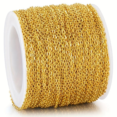 1.6 mm Sitara Chain Gold Polished Iron Alloy Cable Chain – Approx. 1 Meter for Jewelry Making & DIY Crafts
