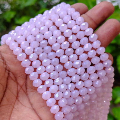 8x6mm Rose Pink AB Faceted Glass Rondelle Beads – 60-62 Beads Per String | Sold Per Line
