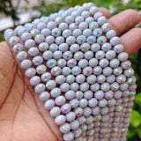 8x6mm Light Gray AB Faceted Glass Rondelle Beads – 60-62 Beads Per Strand | Sold Per String | Jewelry Making Supplies
