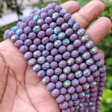 8x6 mm Dusty Purple AB Crystal Glass Rondelle Beads – Faceted Spacer Beads | 60-62 Beads Per Line for Jewelry Making