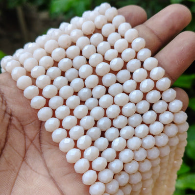 8x6 mm Ivory Cream Opaque Crystal Glass Rondelle Beads – 60-62 Beads Per Line | Faceted Spacer Beads for Jewelry Making