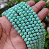 8×6 mm Mint Green AB Crystal Glass Faceted Rondelle Beads | 60–62 Beads Per Line