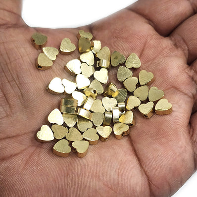 50 PIECES PACK'6x5 MM APPROX SIZE, DOKRA BRASS HEART SHAPE BEADS FOR TRIBAL JEWELLERY FISHING LURE TRIBES BEADS SOLID RAW BRASS