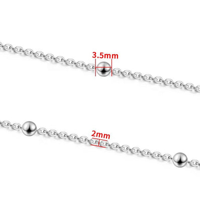 3-3.5 mm Ball Chain with 2 mm Iron Alloy Cable Chain – Nickel/Rhodium Silver Finish – Approx. 1 Meter for Jewelry Making