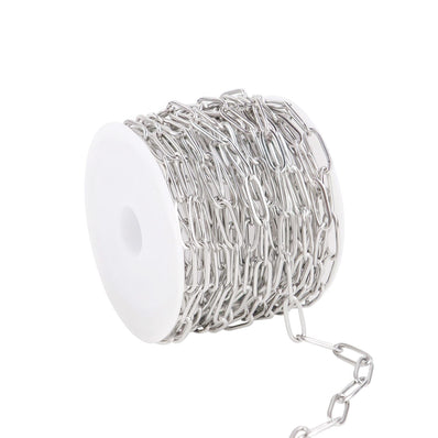 12x5 mm Paper Clip Cable Chain Silver – Tarnish Resistant Iron Alloy Chain – Approx. 1 Meter for Jewelry Making