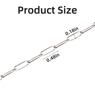12x5 mm Paper Clip Cable Chain Silver – Tarnish Resistant Iron Alloy Chain – Approx. 1 Meter for Jewelry Making