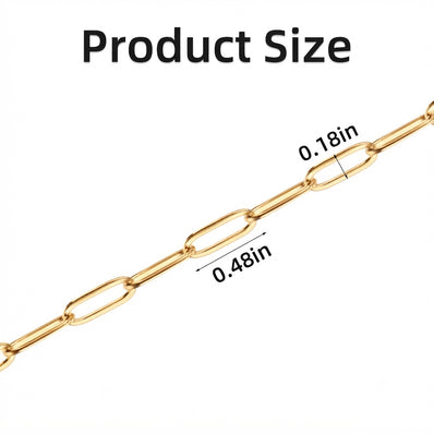 12x5 mm Paper Clip Cable Chain Gold – Tarnish Resistant Iron Alloy Chain – Approx. 1 Meter for Jewelry Making