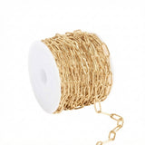12x5 mm Paper Clip Cable Chain Gold – Tarnish Resistant Iron Alloy Chain – Approx. 1 Meter for Jewelry Making