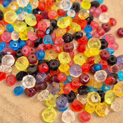 20 GRAMS PACK' 3-6 MM ASSORTED UNCUT MIX ROUNDEL CRYSTAL GLASS BEADS